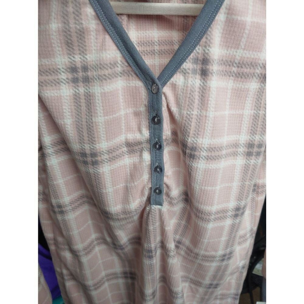 Charter Club Women's Size Small Pink/White/Grey Plaid Nightshirt. - Picture 3 of 6